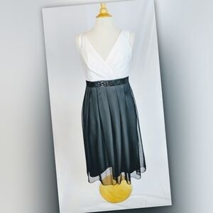 After Six Black/White Midi Rhinestone Dress Womens 8